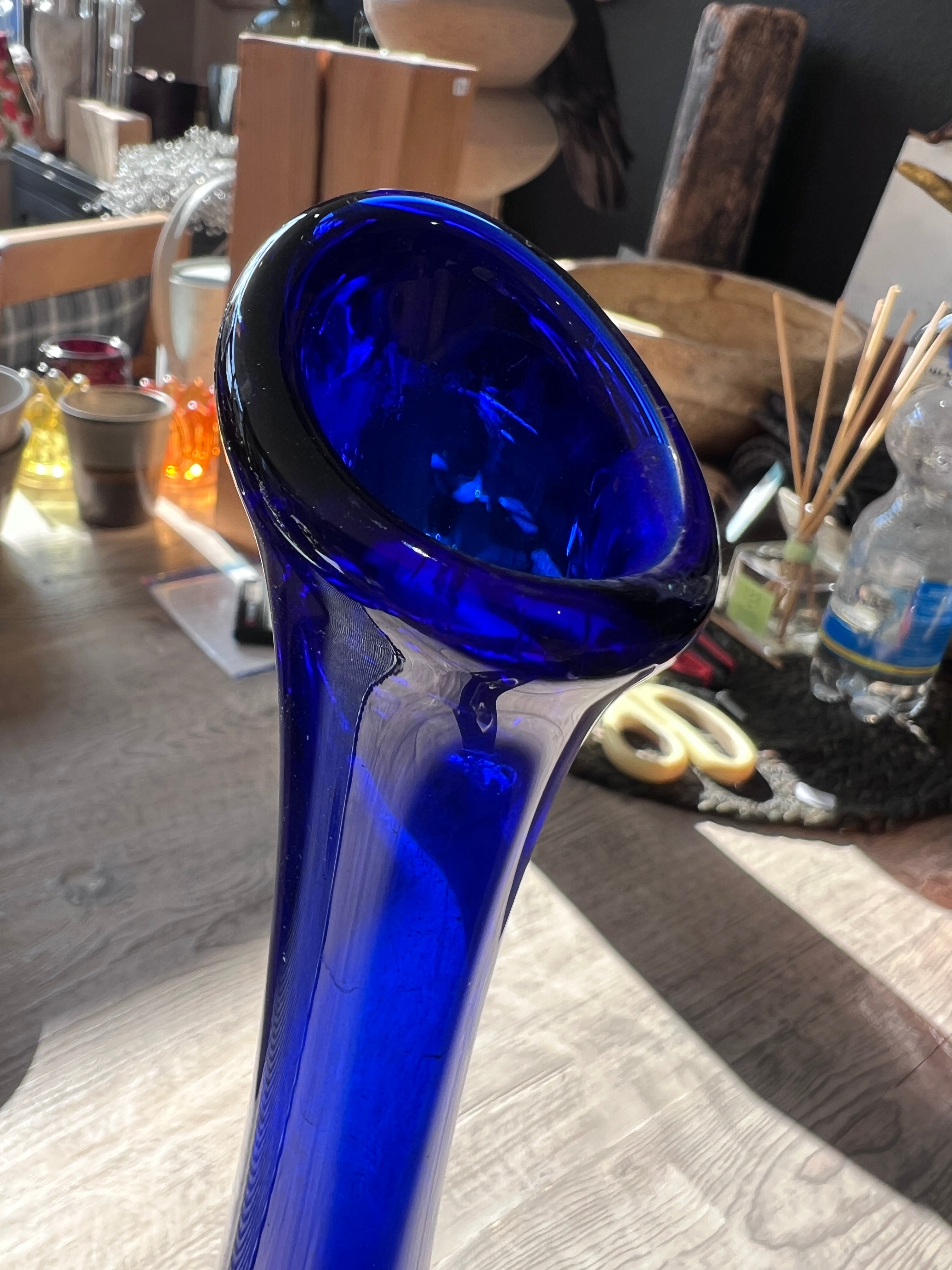Kobaltblaue Knospenvase 60ger Jahre