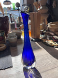 Kobaltblaue Knospenvase 60ger Jahre
