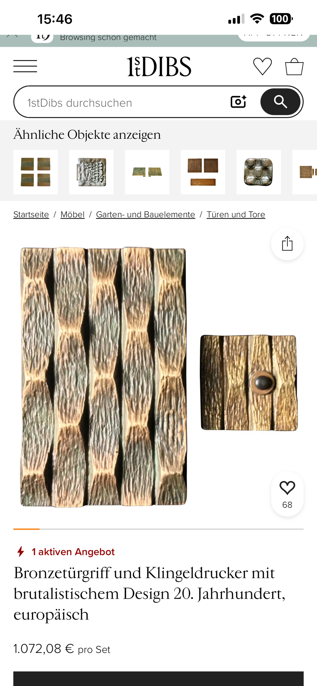 Brutalistischer Türgriff und Briefeinwurf